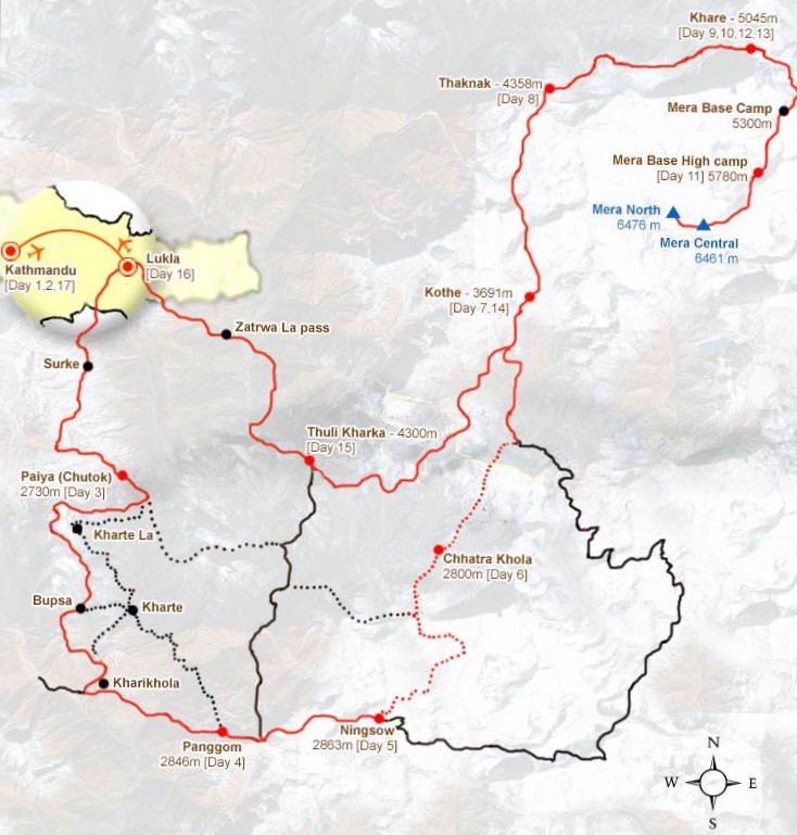 Mera peak climbing map.